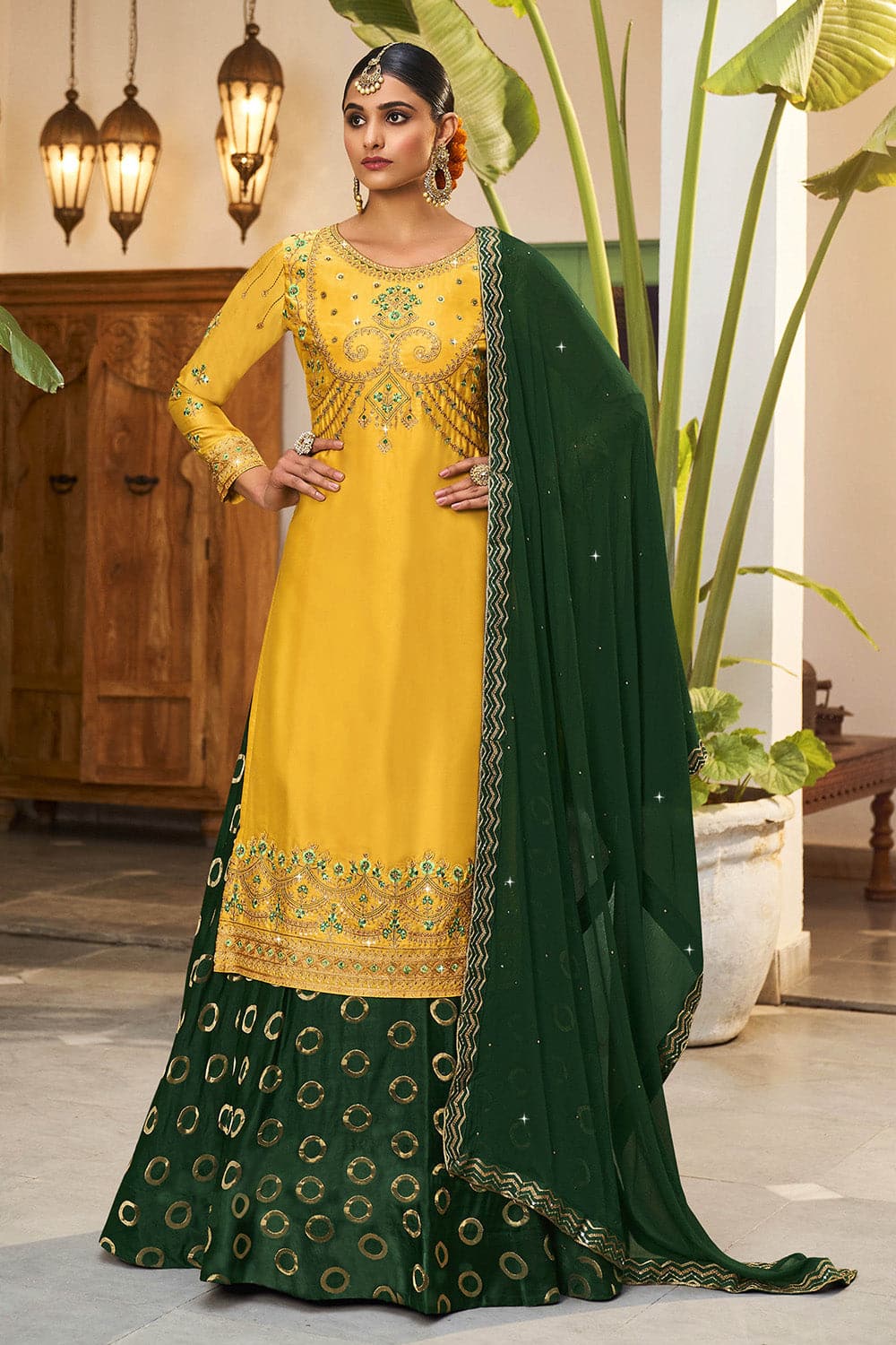 Yellow Sharara Salwar Kameez For Party Functions | Yellow sharara, Indian salwar  suit, Salwar suits online